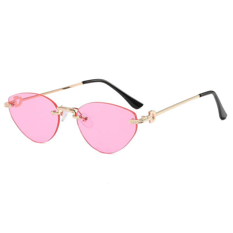 Cat Eye Shape Rimless Sunglasses For Woman European American Style Sun Glass For Men Vacation Travelling Female Sunglass