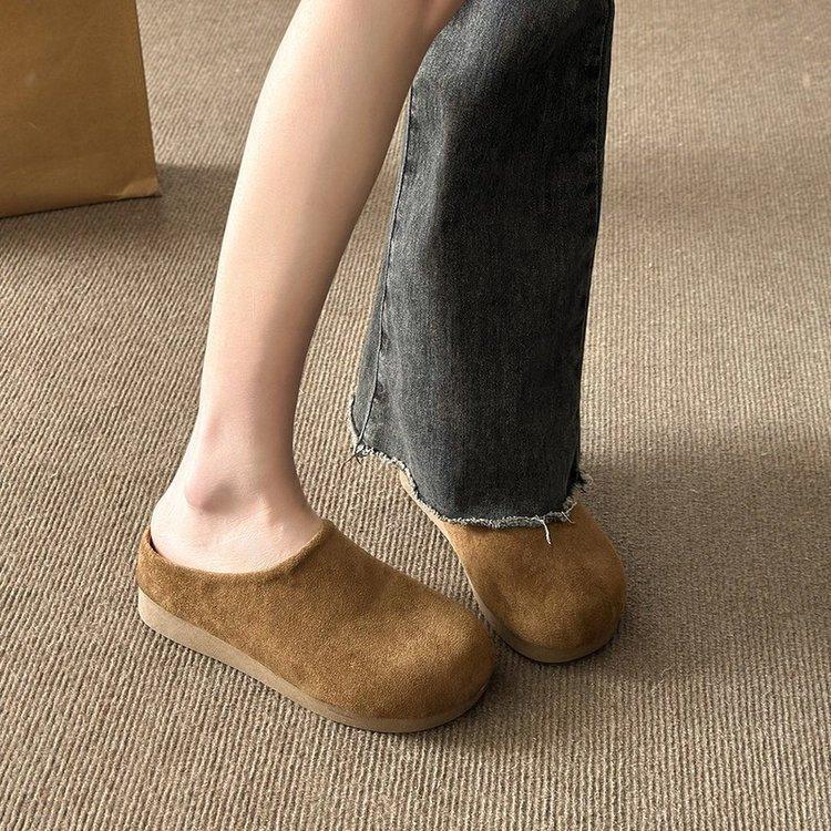 [Ushilai] French retro baotou one-pedal women's 2025 spring new soft-bottomed casual versatile half-slippers