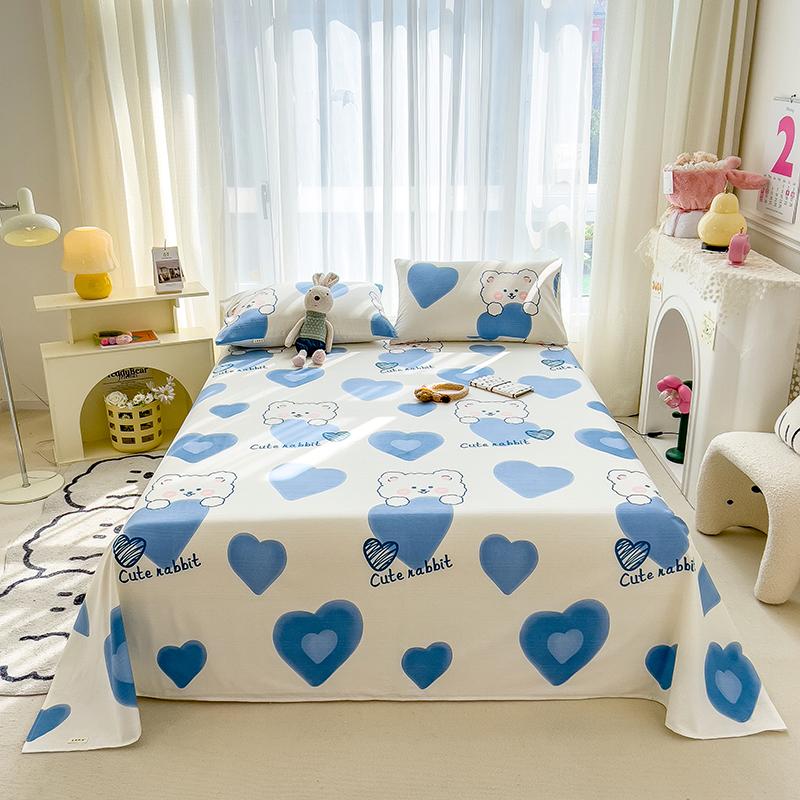 Cute Bear Pattern Bed Sheet Set Cartoon Style 100% Cotton Soft Bed Linen for Kids Boys Girls Bedroom Decoration Bedding Set