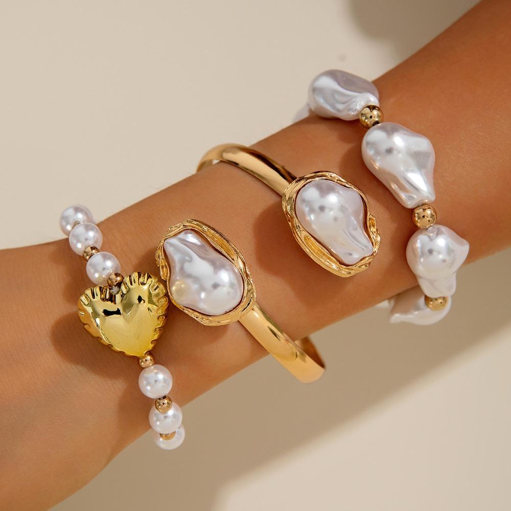 Exaggerated Beaded Bracelet Multi-layered Geometric Twisted Lines Open Cuff Bracelet Irregular Shaped Wrapped Bracelets