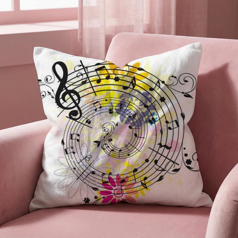 Sheet Music Printing Cushion Cover Multi-Scene Pillow Cover for Home & Car - Reversible, Soft & Durable for Daily Use
