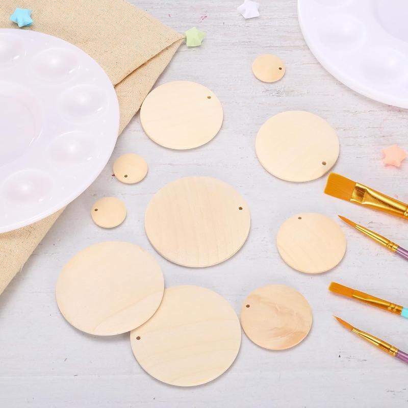 10pcs Natural Straight Hole Wood Round Chips Wooden Beads Unfinished Round Wooden Spacer Wood Chips for Crafts Making