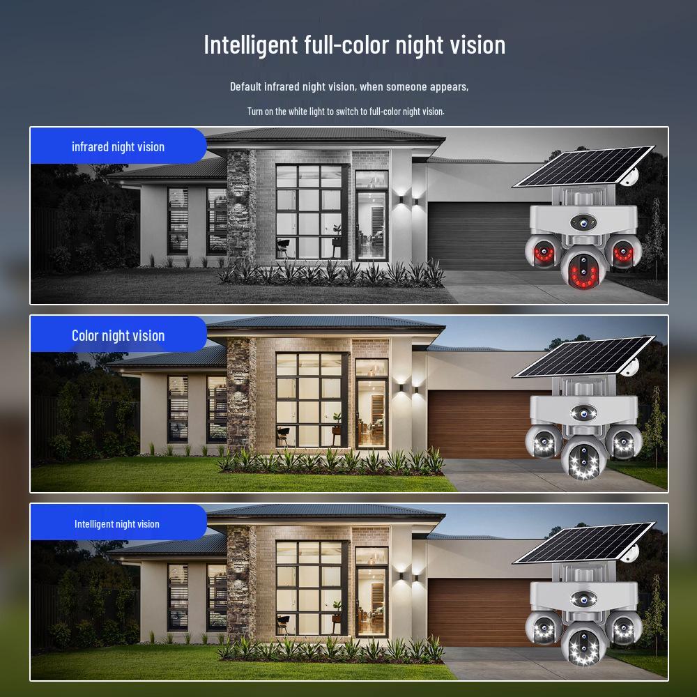V380 Solar 4G Network Waterproof Camera with Alarm and Triple-Screen Monitor