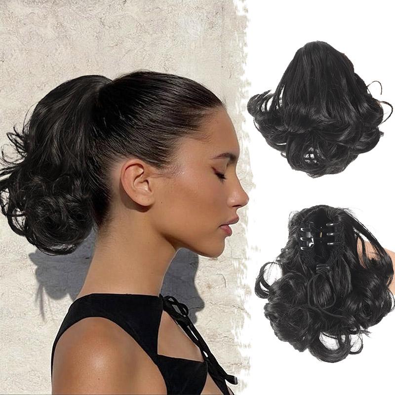 Syntetyczne przedłużanie włosów w koński ogon Krótki falisty koński ogon Kobieta klips z pazurami Kucyk Peruka Naturalna treska do włosów