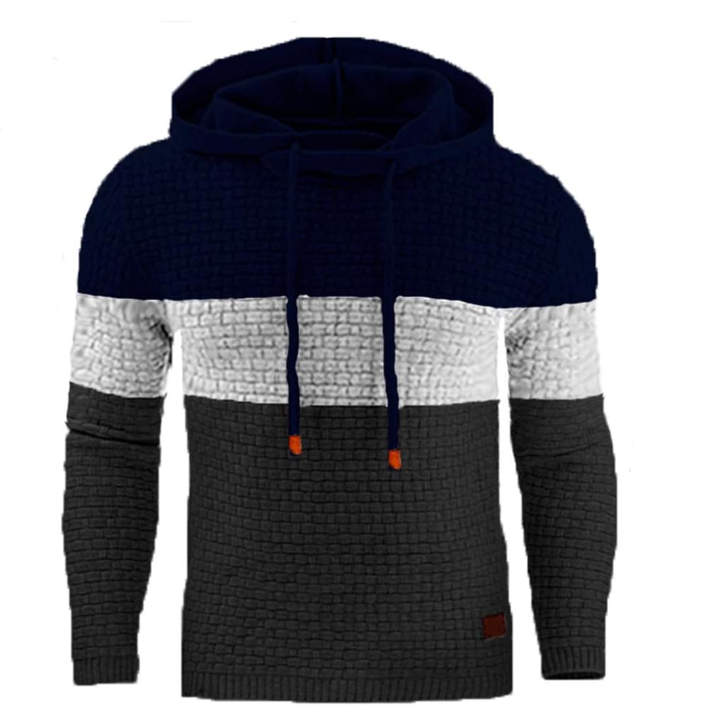Herren, Hoodies  Fit Mode Waffel Hoodie Casual  Hoody Top Mit Freizeit Hoodie Farbblock Strick Sweatshirt Top