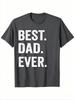 Vintage Distressed Best Dad Ever Black Short Sleeve TShirt For Fathers Day Gift Summer Cotton Crew Neck Tee Shirt