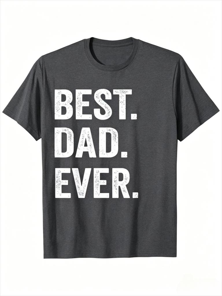 Vintage Distressed Best Dad Ever Black Short Sleeve TShirt For Fathers Day Gift Summer Cotton Crew Neck Tee Shirt