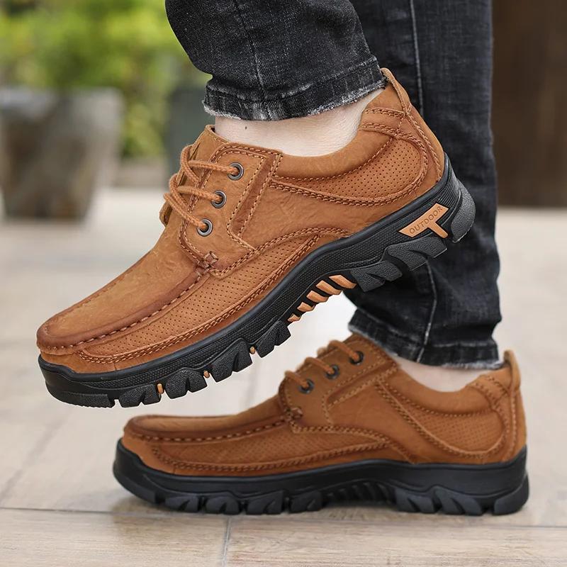 Модная мужская повседневная обувь из натуральной кожи — фото 3