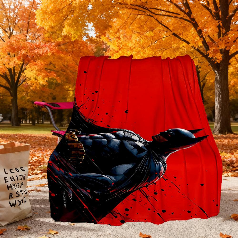 1pc BATMAN Outdoor Blanket - Throw Blanket, Soft , Flannel Blankets, Living Room, Travel, Camping C1209024