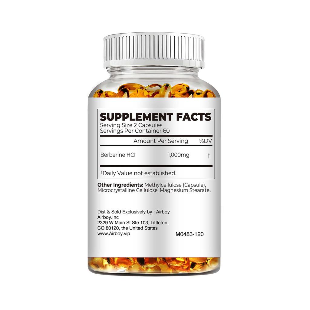 Premium Berberine, 1000 Mg, Supports Cardiovascular Health and Overall Well-Being, 120 Capsules