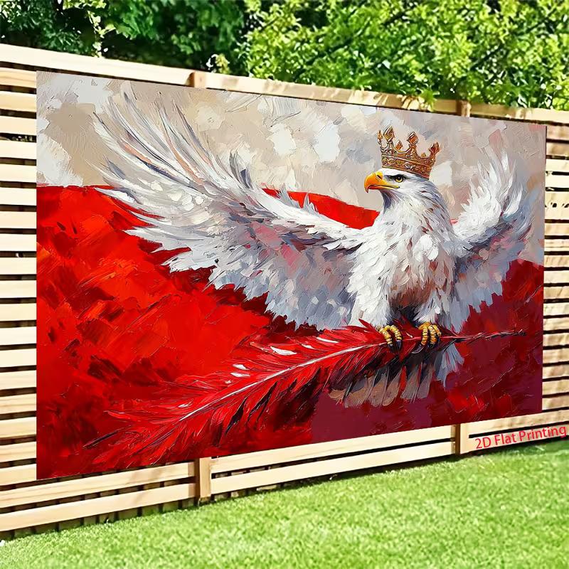 Royal Eagle Crown Tapestry, Red White Oil Painting Style Background Cloth, Aesthetic Wall Decor for Home
