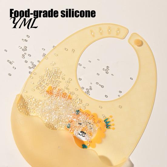 Food Grade Silicone Bibs Baby Bib with Catcher Pocket, Waterproof Lightweight Foldable Babies Feeding Bib, Adjustable for Infant Toddler