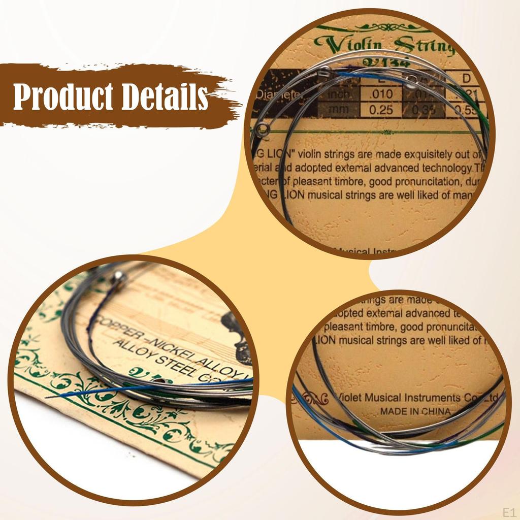Violin String Improve Tone Playability Lightweight Steel Strings Full Set