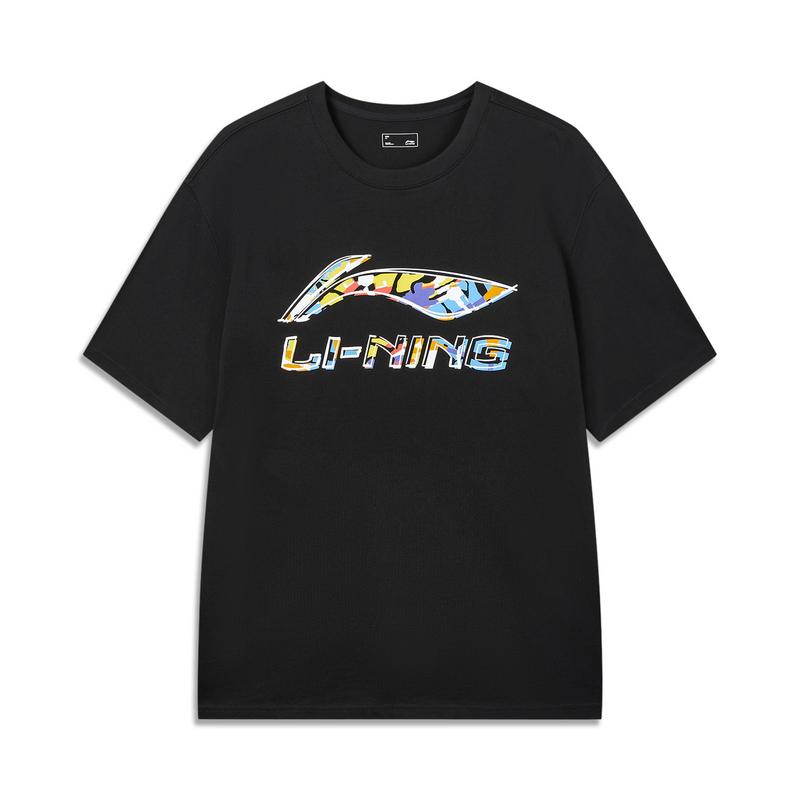 Li-Ning Versatile Loose Fit Cotton Comfortable Short Sleeve T-Shirt Men tops Black AHSWB15-1 S