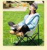 Oxford Fabric & Carbon Steel Folding Moon Chair Portable Camping Chair for Beach Fishing Picnic Road Trip Park