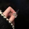 Anello Aperto Versatile Pietra di Luna Grigio Ardesia e Argento - Moda Trendy e Lussuosa per Donne e Coppie