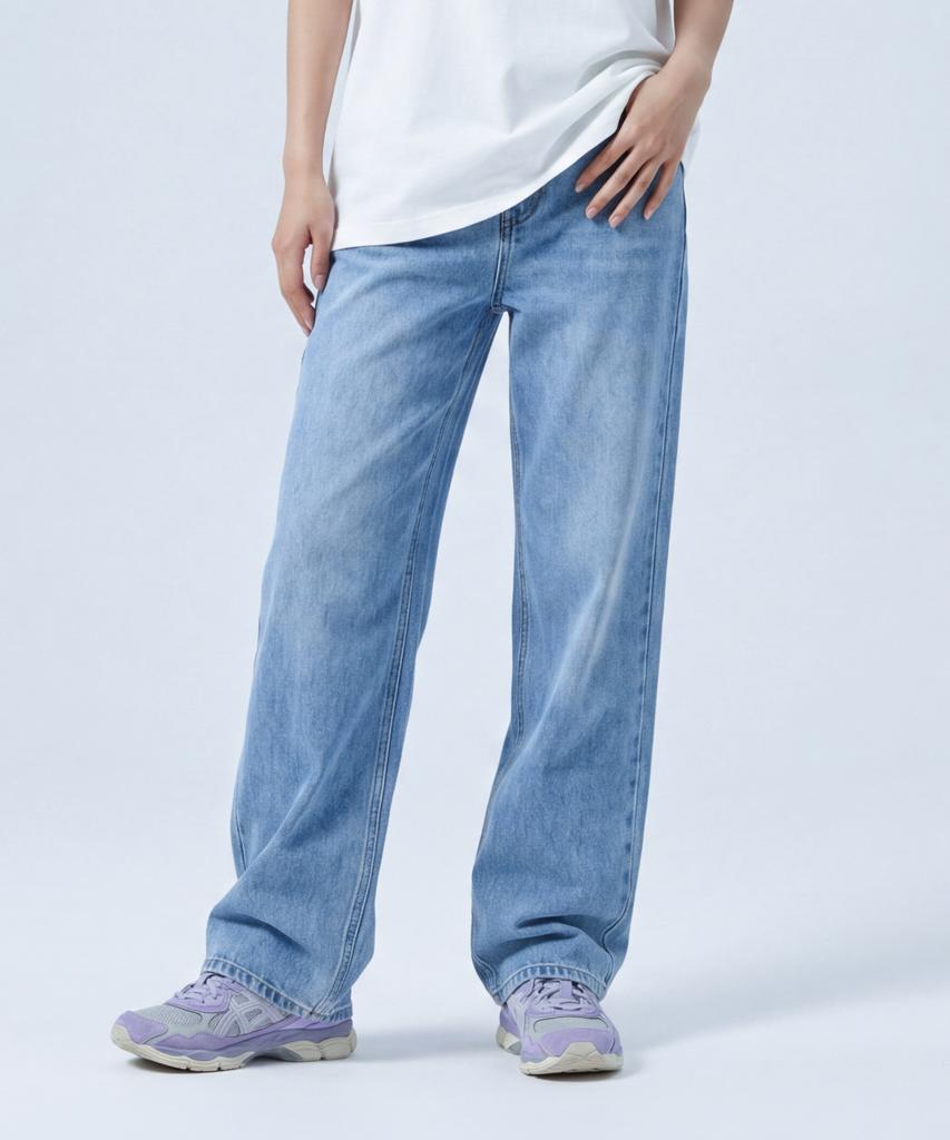 Santokalle Washed Wide Denim Pants (Medium Blue)