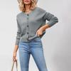 Autumn and winter new women's knitted cardigan women's single-row button commuter knitted cardigan jacket