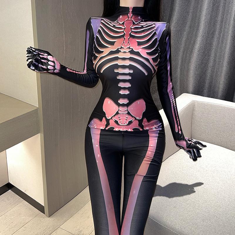 Sexy Lingerie Skull Onesie Zipper Free Uniform Temptation Cosplay Suit