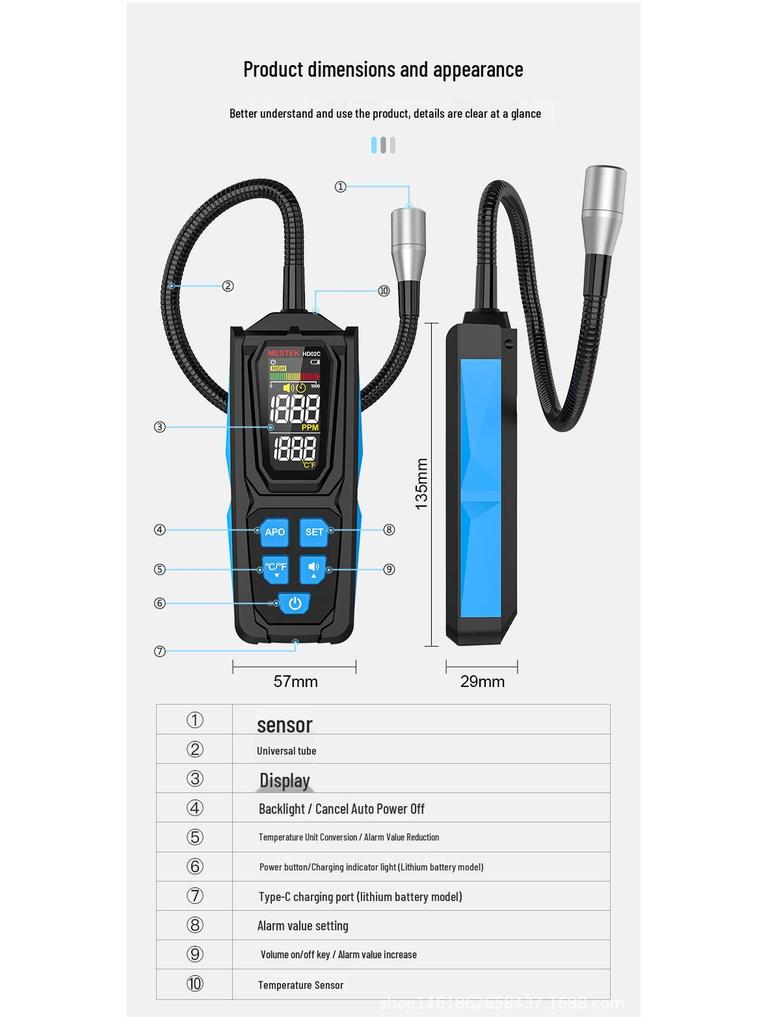 HD02 Halogen Freon Refrigerant Gas Leak Detector