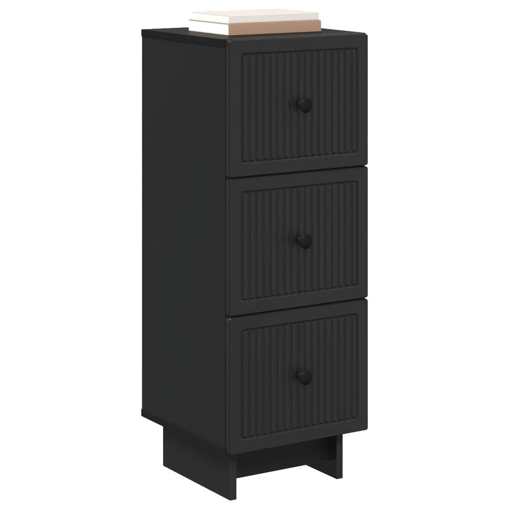Black Drawer Cabinet 33 x 34.5 x 90 cm Engineered Wood