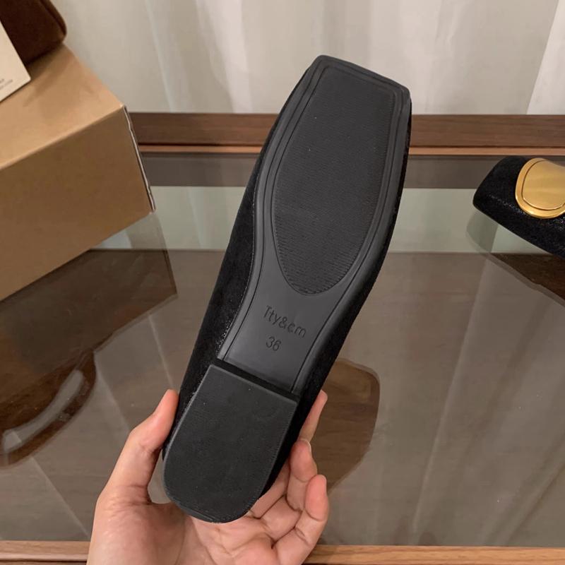 Fashion SUOJIALUN 2025 Autumn New Brand Women Flat Shoes Fashion Gold Buckle Square Toe Shallow Slip On Boat Shoes Flat Heel Single Shoe