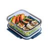 High Borosilicate Glass Divided Lunch Box, 1000ml