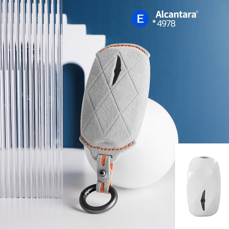 Car Key Case Cover Holder Key Buckle Alcantara Suede For For Genesis Gv60 Gv90 G90 Keychain Accessories