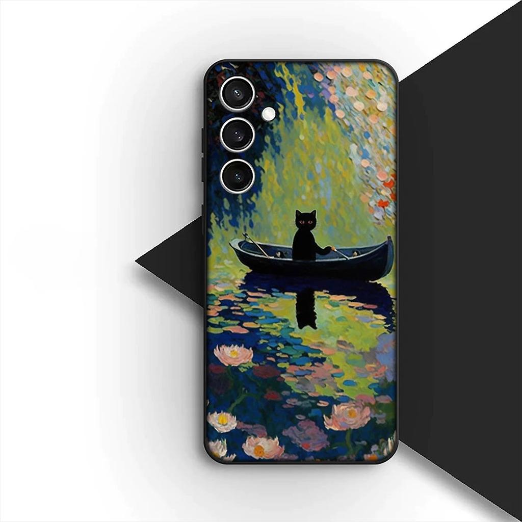 Coque de Protection pour Xiaomi Redmi 15 15C A3 A4 A5 9A 9C NFC Note 9 Pro Coque de Téléphone Claude Monet Nénuphar Chat