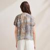 Women's Mulberry Silk Abstract Floral Short Sleeve Top