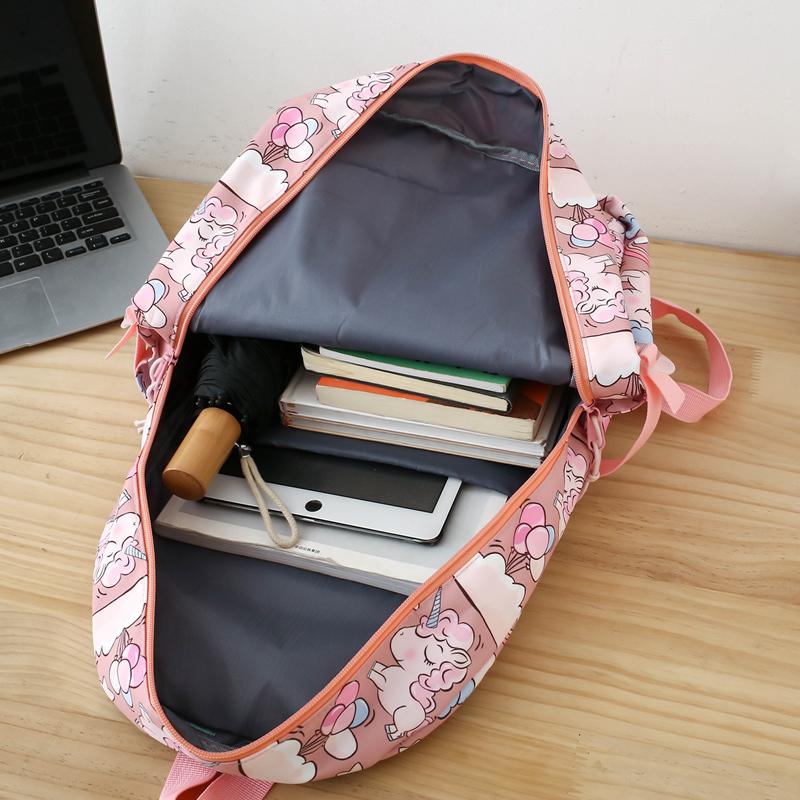 Cartoon Three-Piece Backpack Set Student Printed Schoolbag Women's Large Capacity Lightweight Backpack