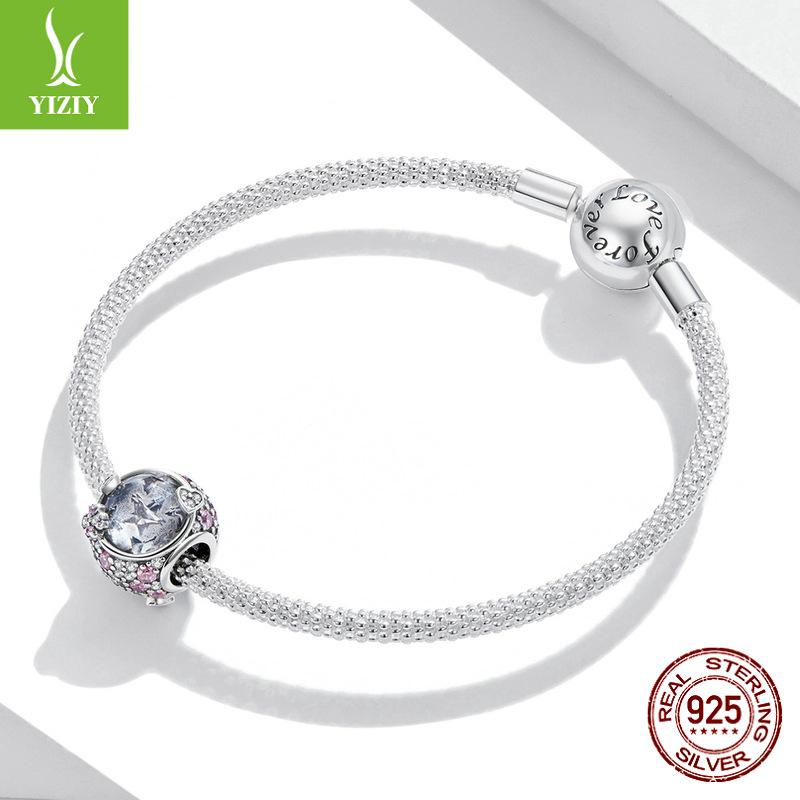 Wind S925 Silver Opal Bracelet Beaded, Retro Luxury Opal Diy Beads Loose Beads With