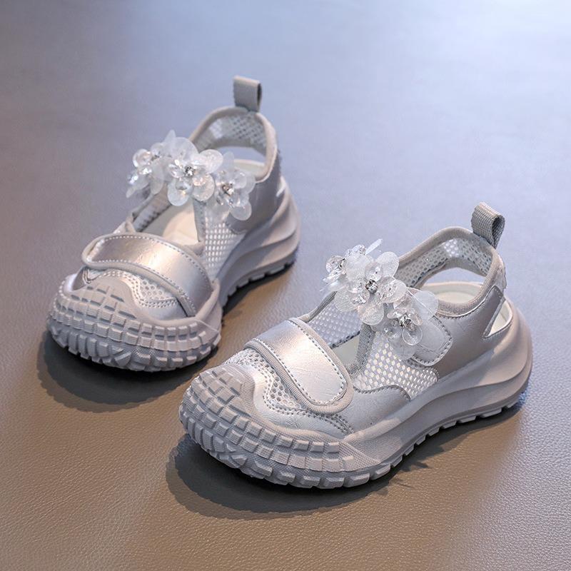 Cute Girls Shoes Mesh Closed-Toe Sport Sandals New Style Fashion Sneakers for Older Kids, Toddler Casual Shoes for Girls