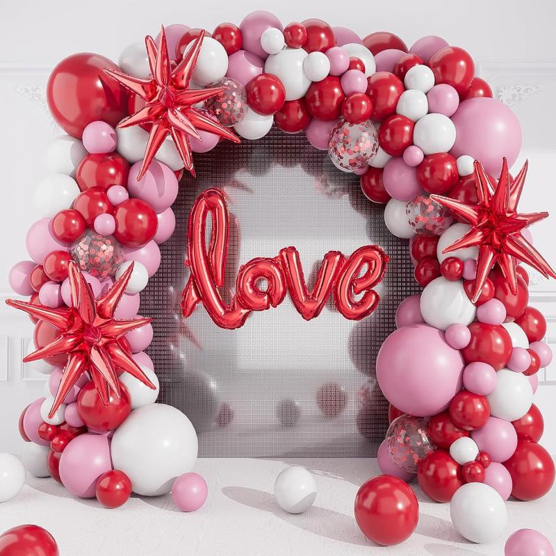 Red Pink White Balloon Arch Kit, 135 Pieces – Perfect for Valentine s Day, Weddings, Baby Showers, and Birthdays