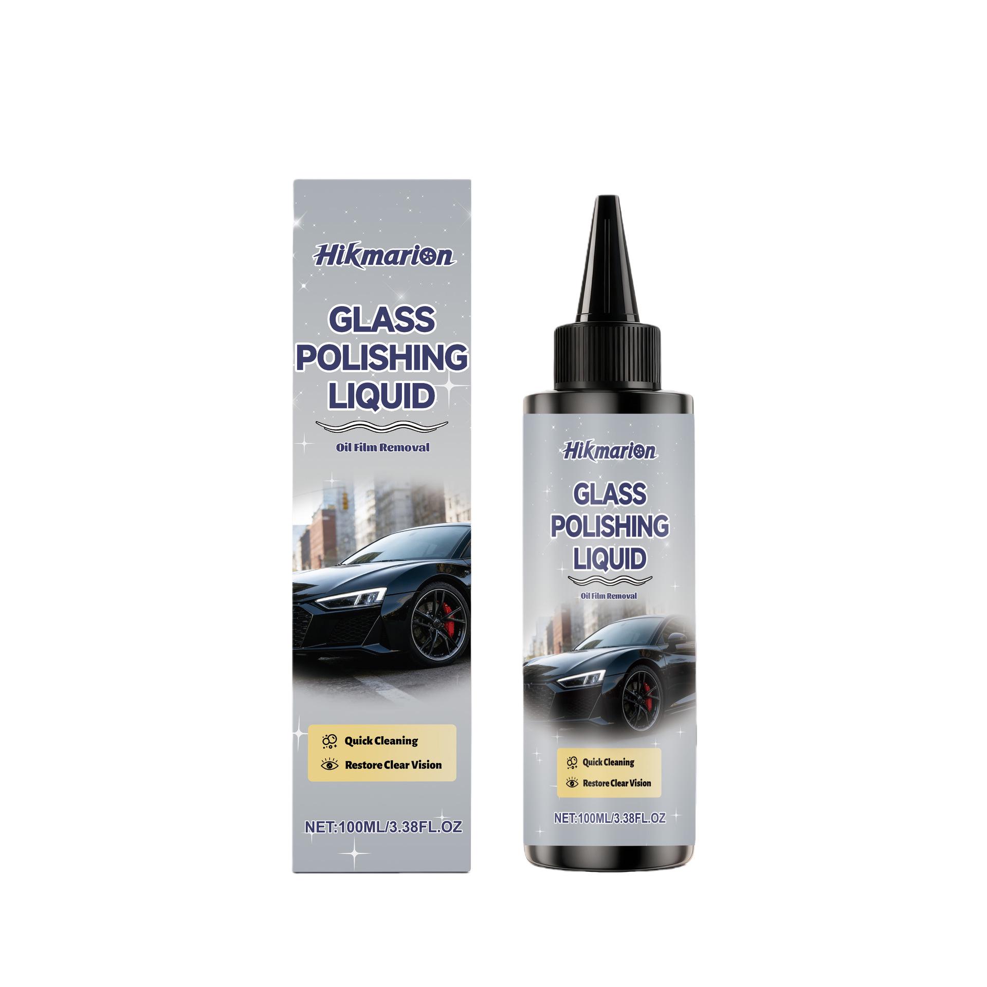Hikmarion Glass Polish: Oil Stain Cleaner for Car Windows & Windshields