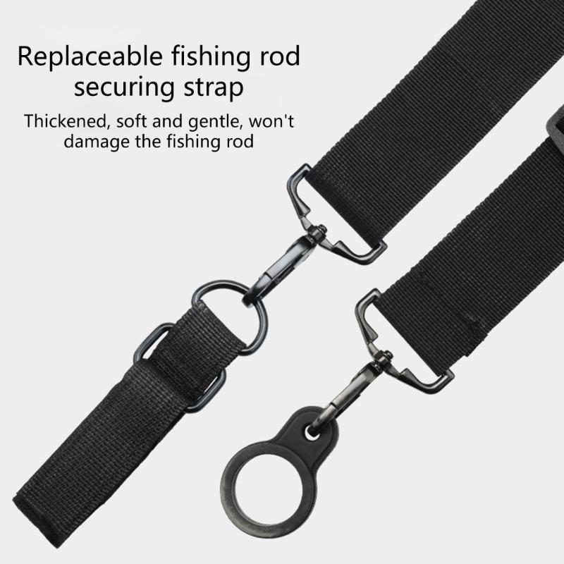Fishing Rod Carriers Strap With 2 Silicone Rings & Rod Strap For Fishing Rod Adjustable Fishing Rod Shoulder Harness