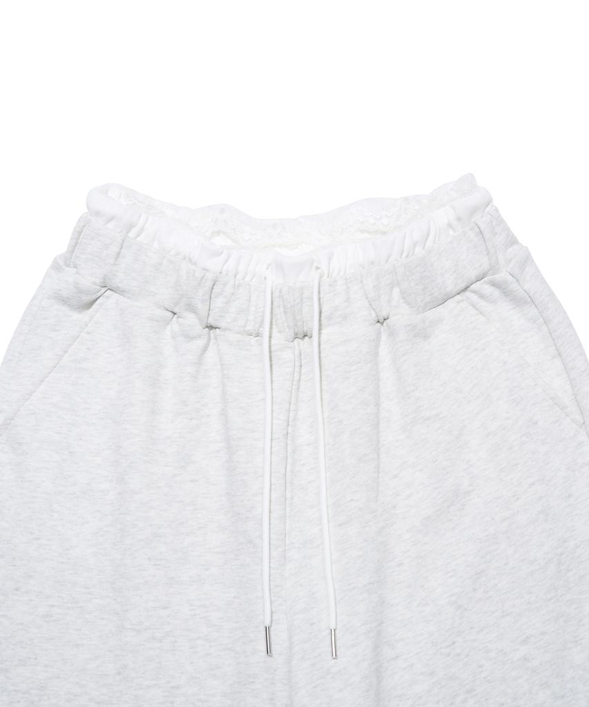 YOUHEE Lace Layered Jersey Pants_Oatmeal