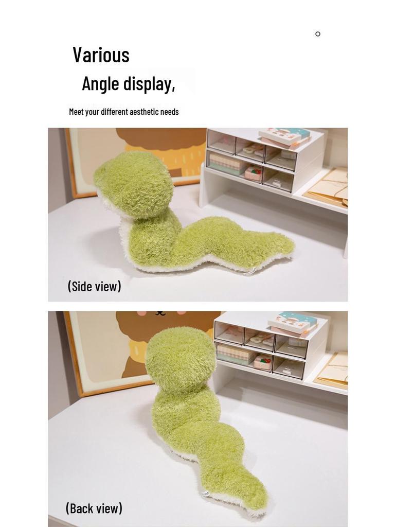 JC Style Cute Plush Green Snake Doll with Curly Hair Texture - Perfect Gift for Girls & Children's Birthdays