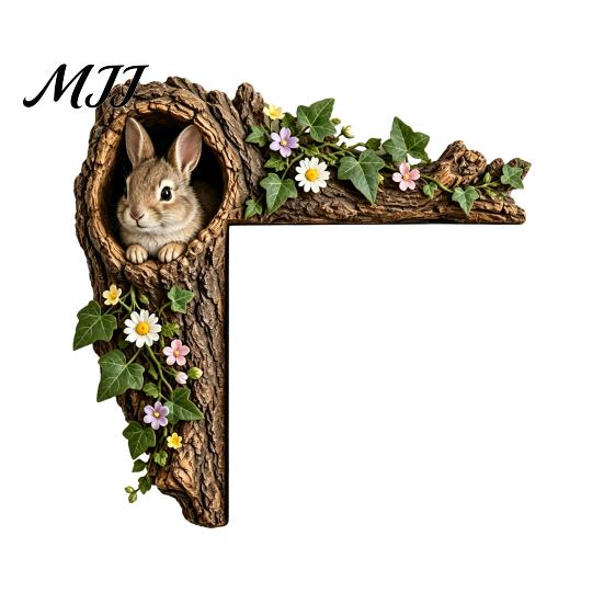 Charming Animal Door Topper Chipmunk Tree Hollow Topper, Squirrel Owl Wooden Frame Sign, Whimsical Handcrafted Wood Art Animals Corner Ornament,