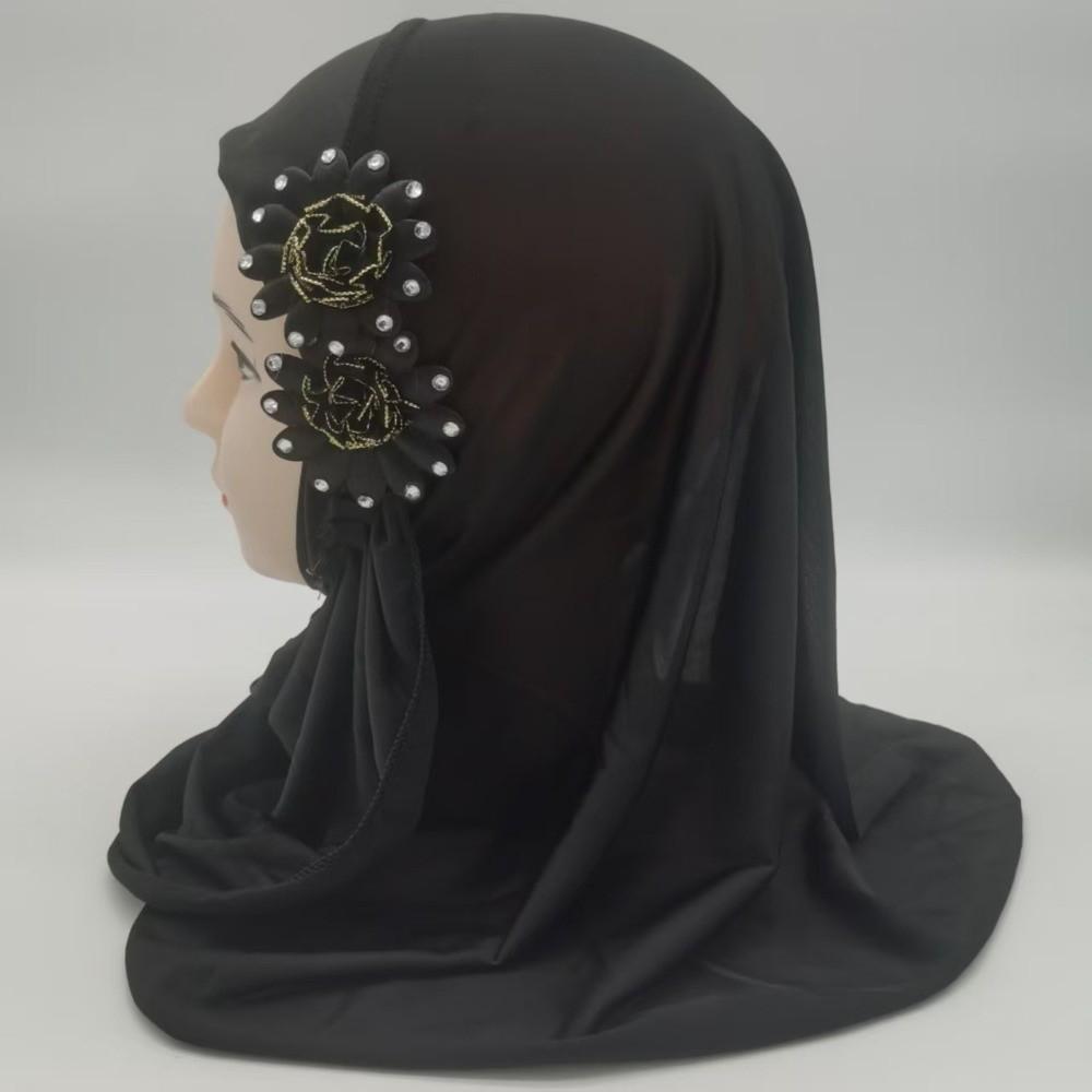 Soft Girls Prayer Hat Turban Ethnic-Style Patterns Head Wrap Fashion Children Hijab Daily Wear