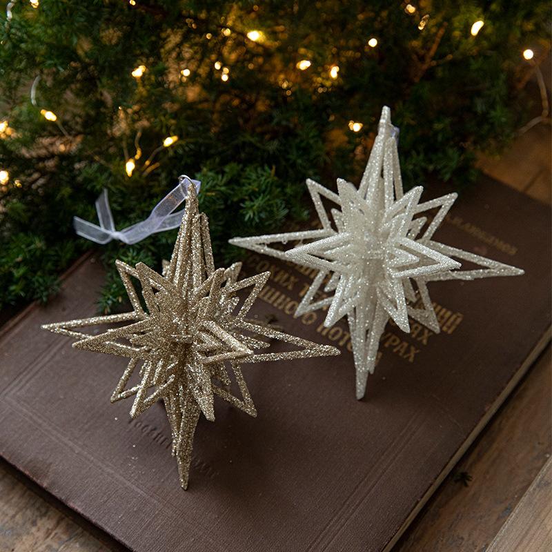 Christmas 3D Star Pendant Christmas Ornament Exploding Star Christmas Tree Pendant Atmosphere Decoration Supplies