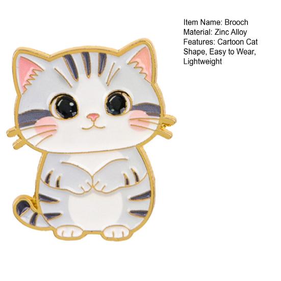 Decorative Brooch Enamel Cartoon Cat Shape Zinc Alloy Lapel Pin Sweater Dress Suit Lapel Badge Versatile Outfit Accessory