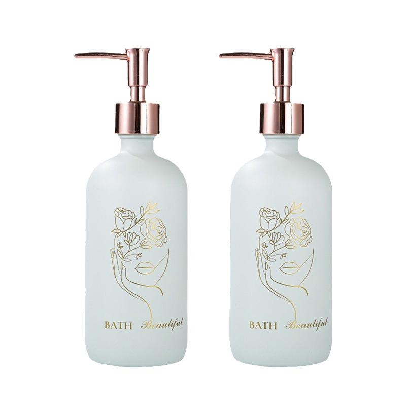 Golden Pattern Porcelain Dispenser: Shampoo, Shower Gel, Hand Sanitizer, and Lotion Pump Bottle.