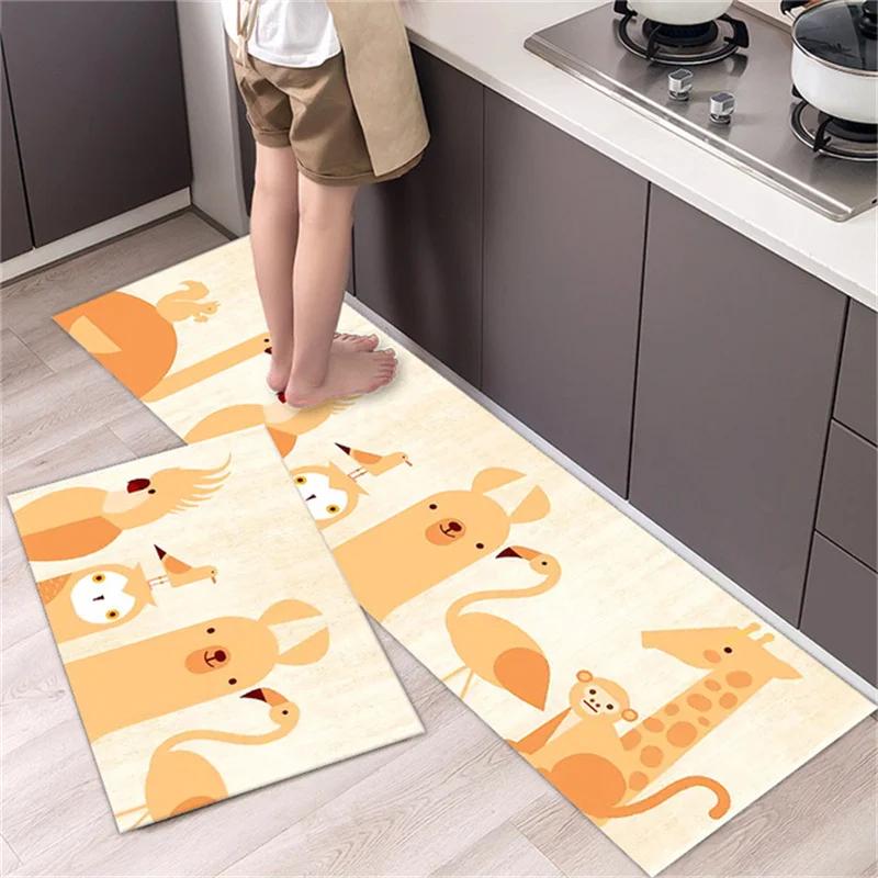 Cartoon Non-slip Soft Kitchen Mat Home Long Strip Kitchens Rug Set Entrance Doormat Washable Hallway Carpet Bath Living Room Rug