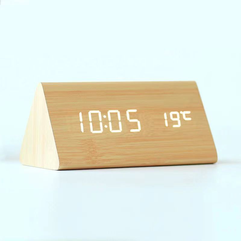 Creative Wooden Alarm Clock Simple Retro Clock Silent Luminous Student Bedside Multifunction Nordic Station Clock Electronic Clock