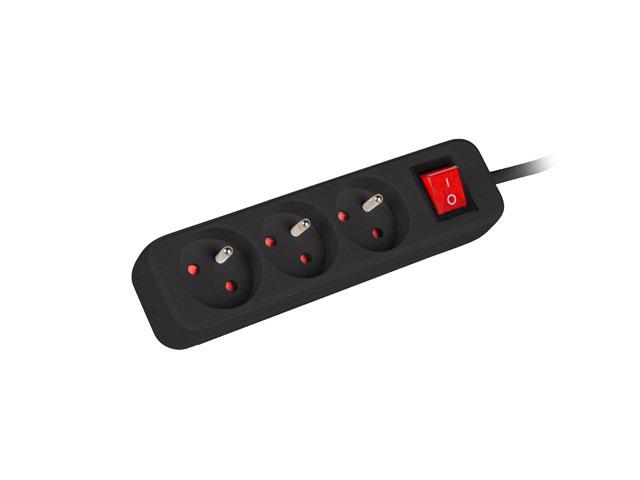 Servers Lanberg  Cable Power Strip, 3X French Outlets with Switch, Quality-Grade Copper, 3 M | PS1-03E-0300-BK