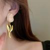 Gold Plated Enamel Tulip Long Dangle Earrings With Rhinestones Alloy Pendant Jewelry For Women Party