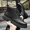 Mode 2024 Arbeit Motorisierte Stiefel Mode Winter Stiefeletten Echtes Leder Herren Schnürstiefel Schnür-Wüstenstiefel Rutschfest Abriebfest