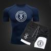 Men's Anime Double-Layer Quick-Dry Shorts & Tee Set for Outdoor Running & Fitness