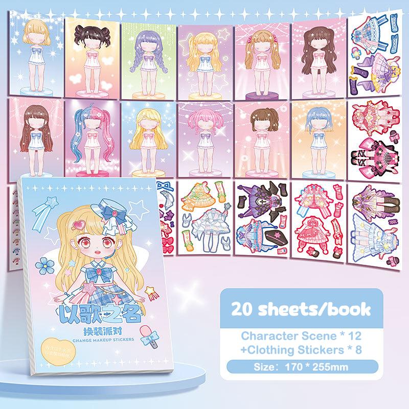 Princess Dress Up Sticker Book Diy Girly Wardrobe Sticker Sheets For Girls Party Favor Gifts Handbooks Waterproof Stickers